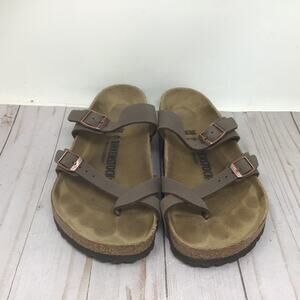 Birkenstock Womens Mayari Sandal Mocha Size 7 BirkoFlor Toe Sandal Cork Sole